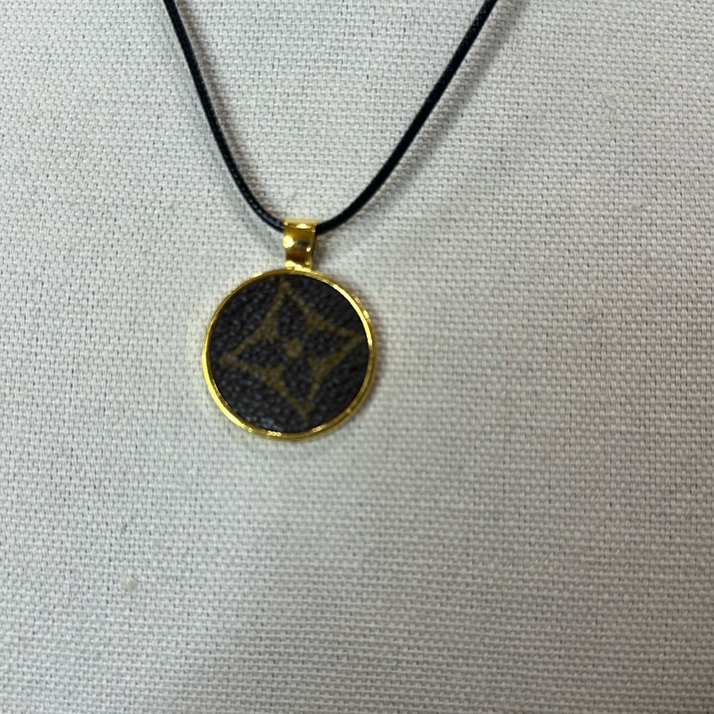 Necklace with upcycled Louis Vuitton monogram charm